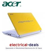 View Item Acer Aspire One Happy 2. 10.1" Netbook. Intel Atom N570. 1GB RAM/250GB HDD. Windows 7 Starter Edition. Yellow.